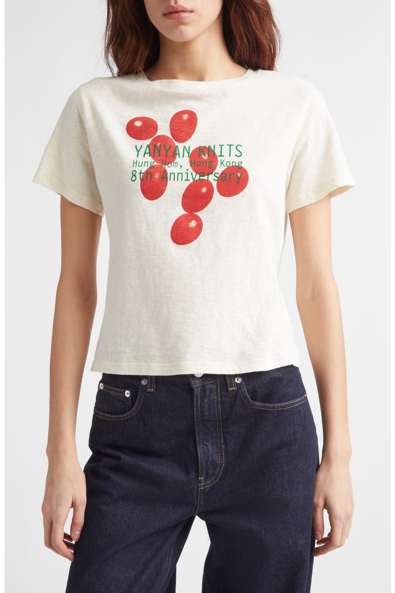 Red Eggs Yanniversary Graphic T-Shirt, Main, color, RAW COTTON / RED EGGS