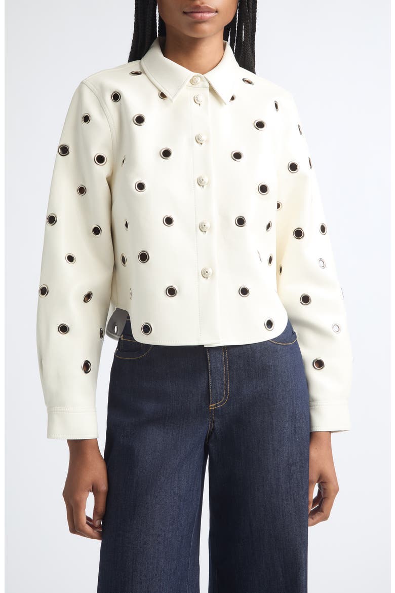 Ramone Grommet Faux Leather Jacket, Main, color, IVORY