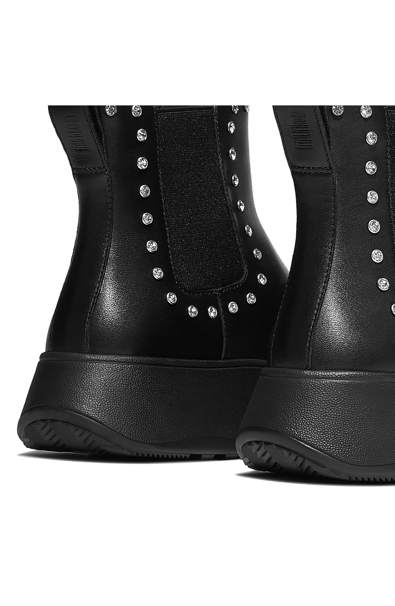 F-Mode Leather Chelsea Boot, Alternate, color, ALL BLACK