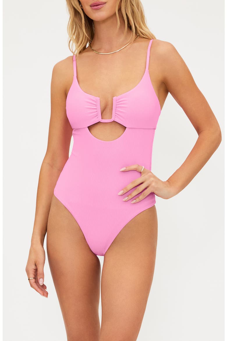 Lindy Cutout One-Piece Swimsuit, Main, color, PEAK PINK