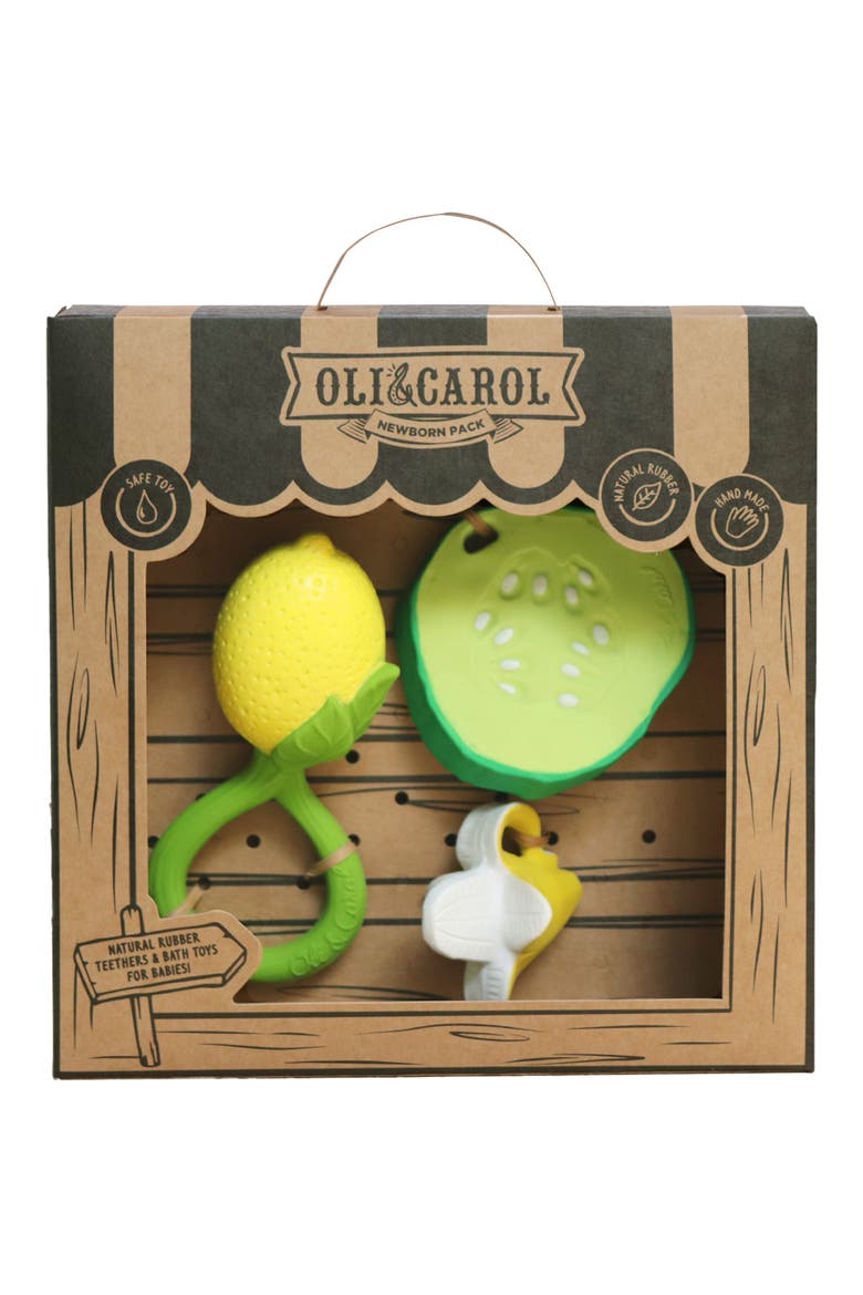 3-Piece Newborn Rattle & Teether Set, Main, color, NO COLOR