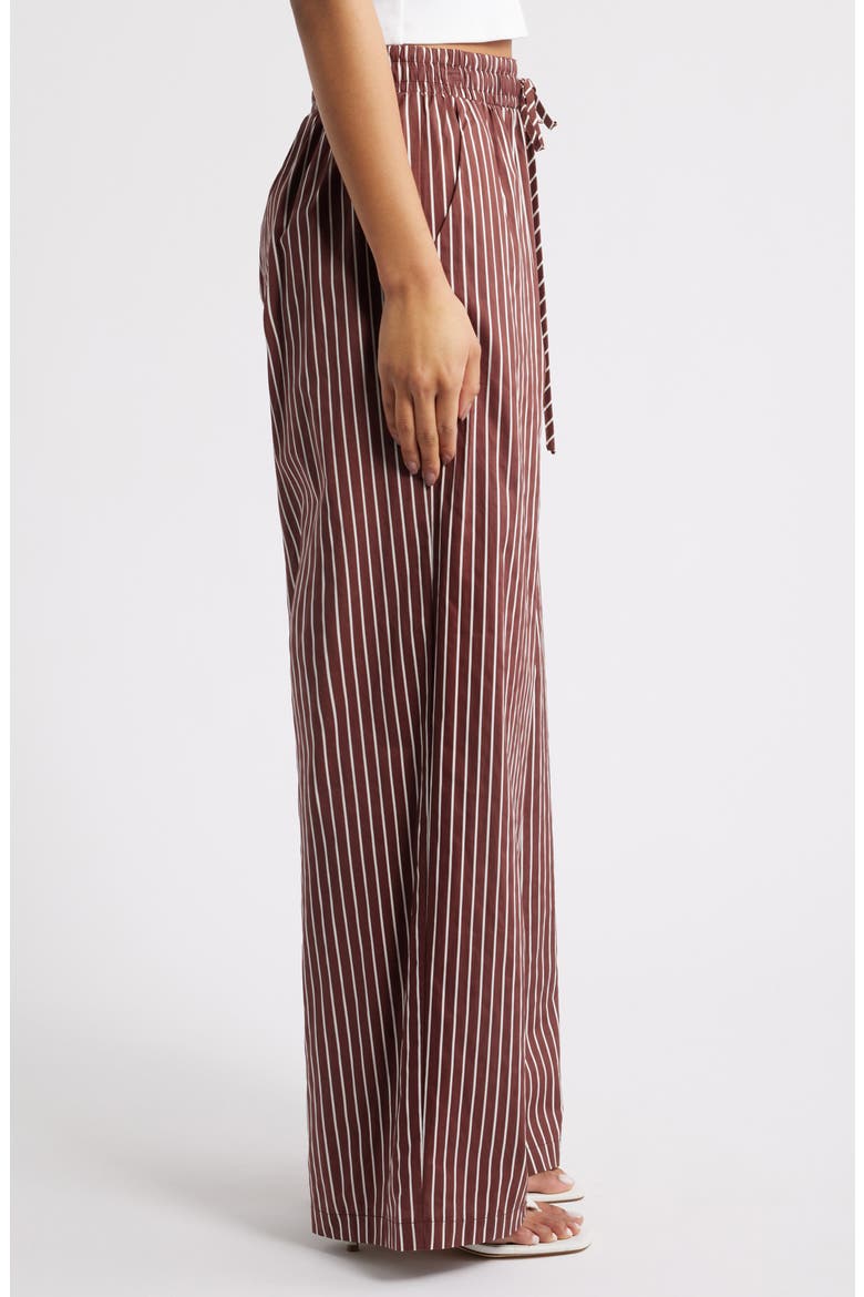 Darya Stripe Drawstring Waist Wide Leg Pants, Alternate, color, CHOCOLATE STRIPE