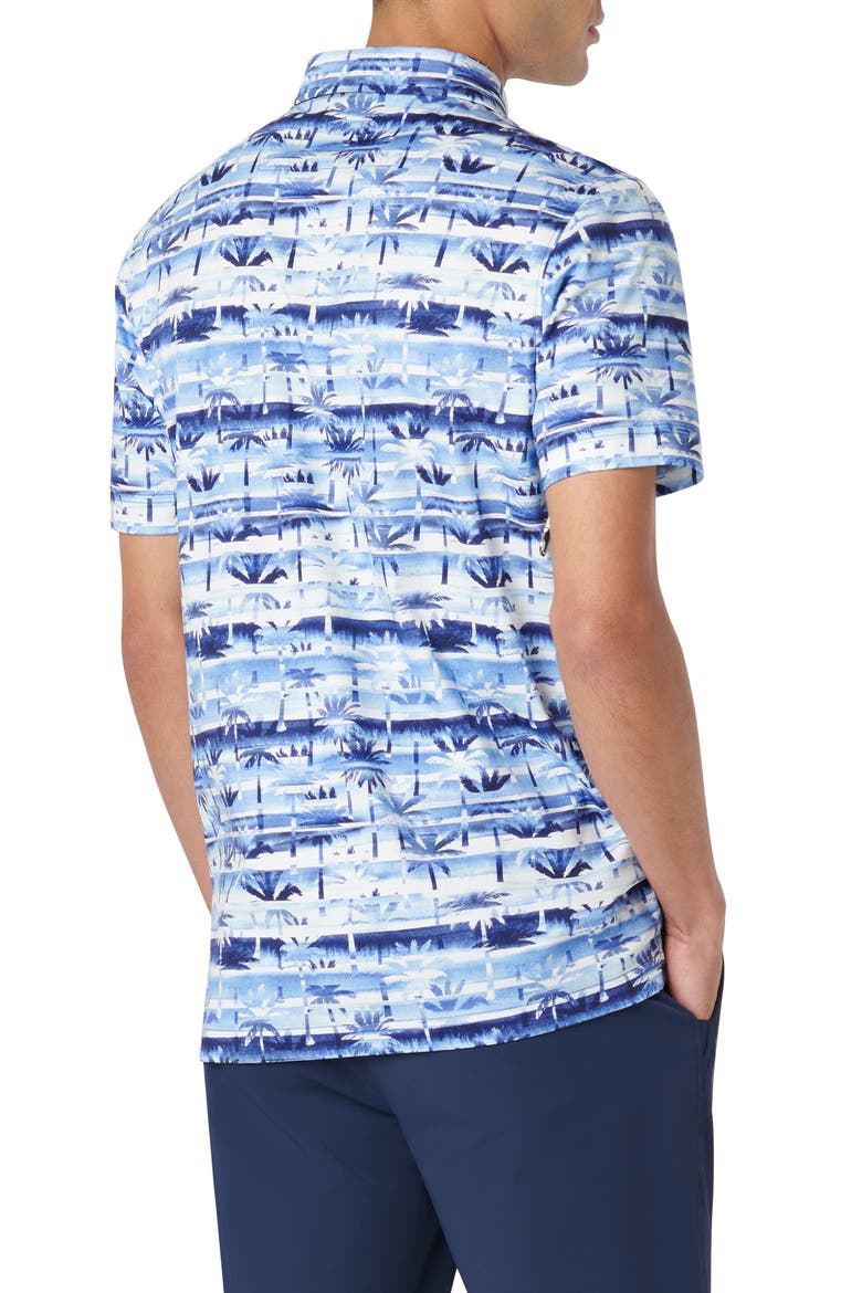 Hendrix Digital Palm Tree Print Pima Cotton Polo, Alternate, color, CLASSIC BLUE