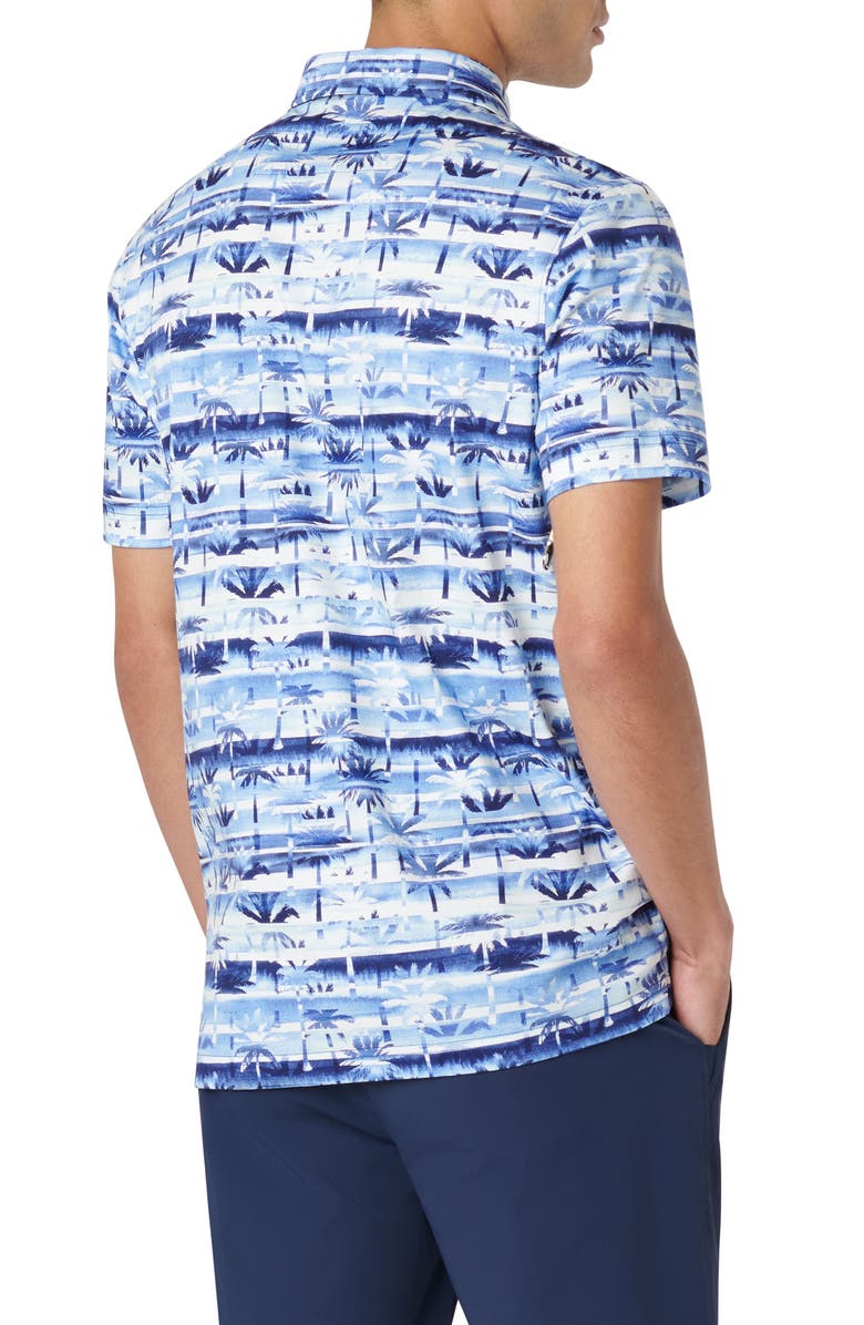 Bugatchi Hendrix Digital Palm Tree Print Pima Cotton Polo, Alternate, color, Classic Blue