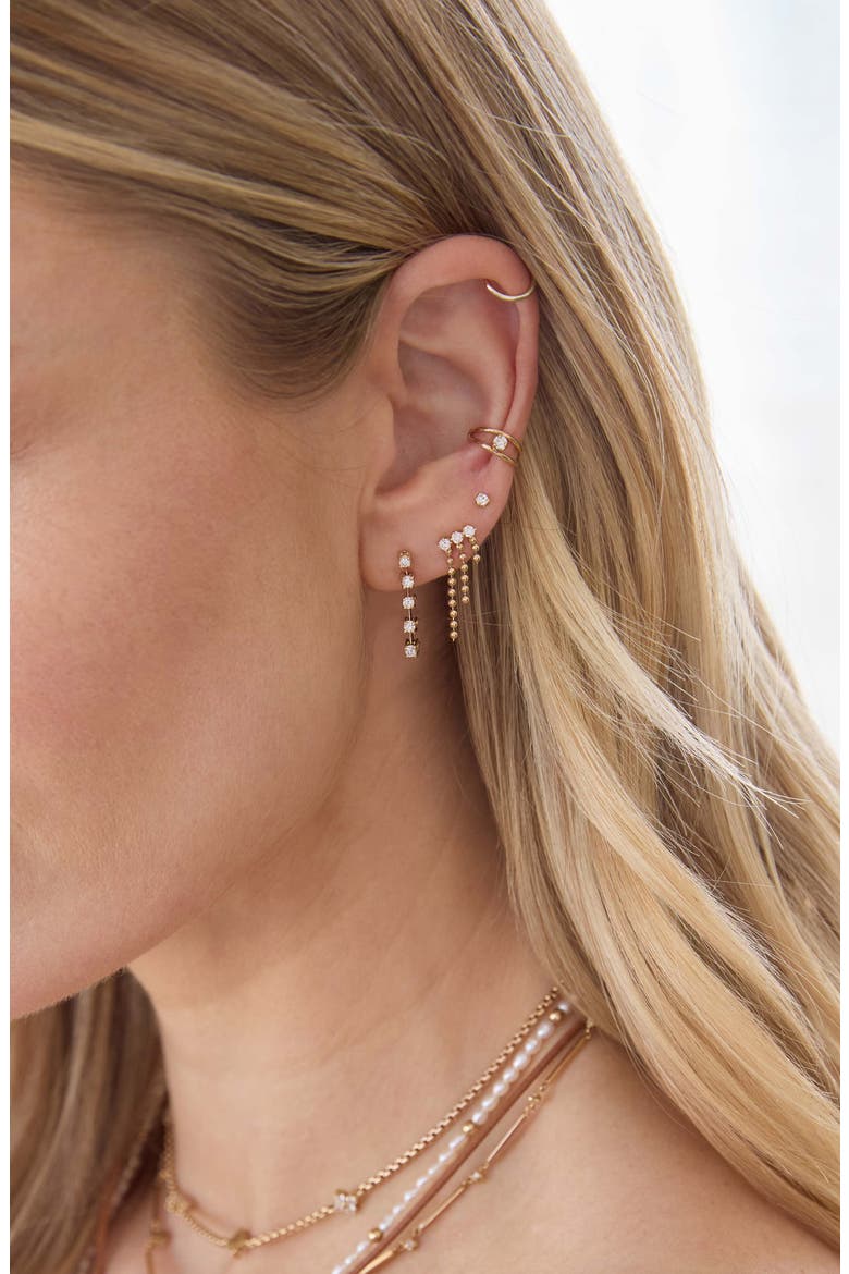 Diamond Beaded Waterfall Drop Earrings, Alternate, color, 14K YELLOW GOLD