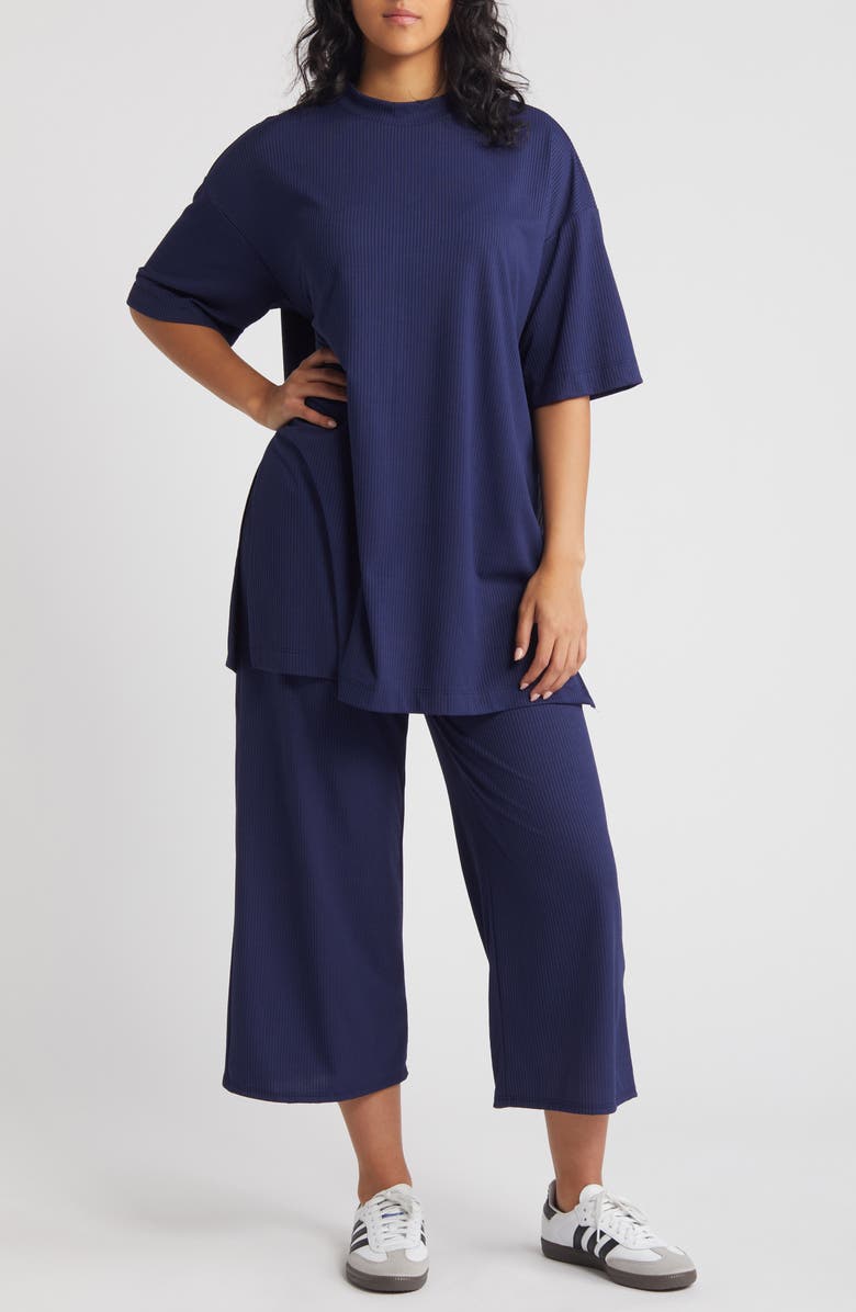 Dressed in Lala Lex Rib Oversize T-Shirt & High Waist Crop Pants, Main, color, 
