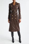 L'AGENCE Celina Double Breasted Leather Trench Coat