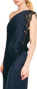 MANGO Lace One-Shoulder Satin Top