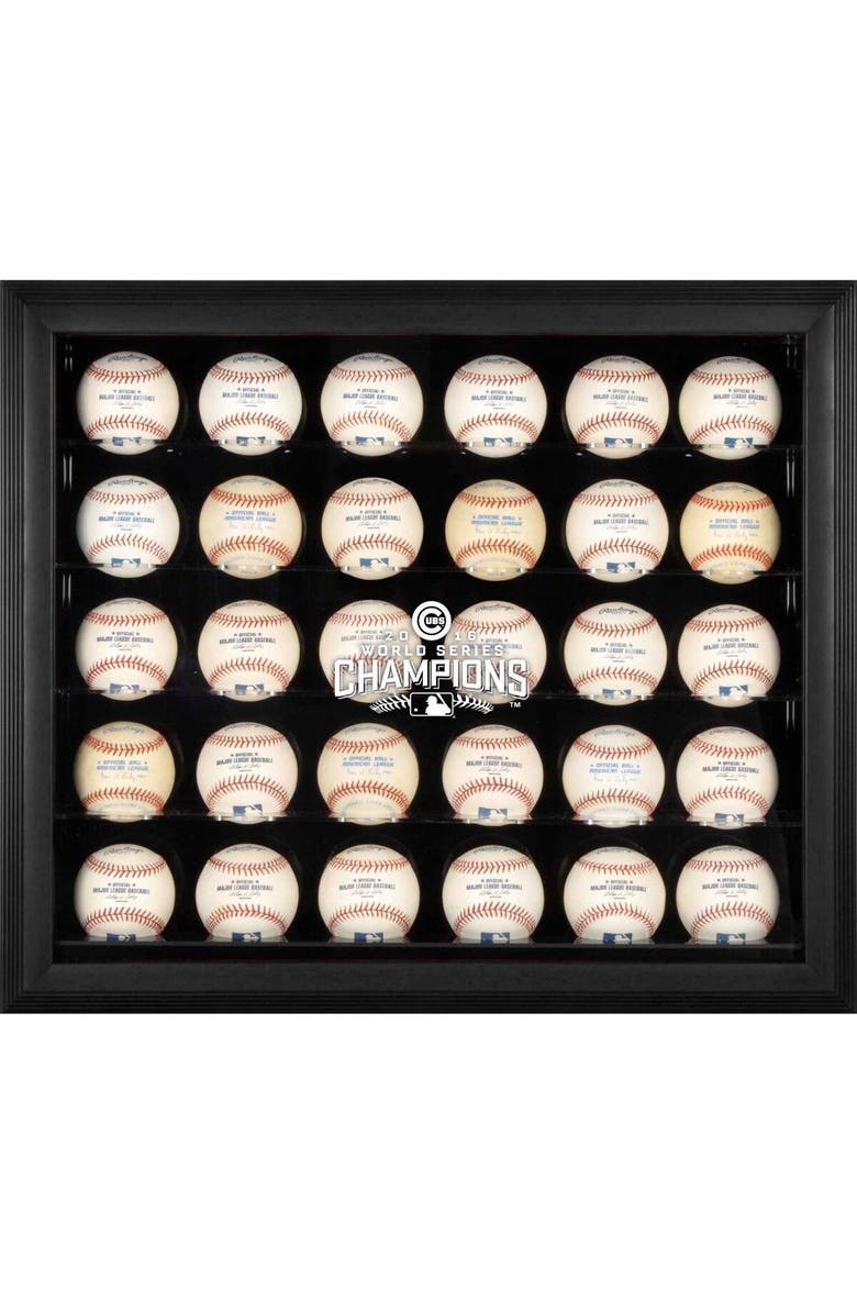 FANATICS AUTHENTIC Chicago Cubs 2016 MLB World Series Champions Black Framed Logo 30-Ball Display Case, Main, color,
