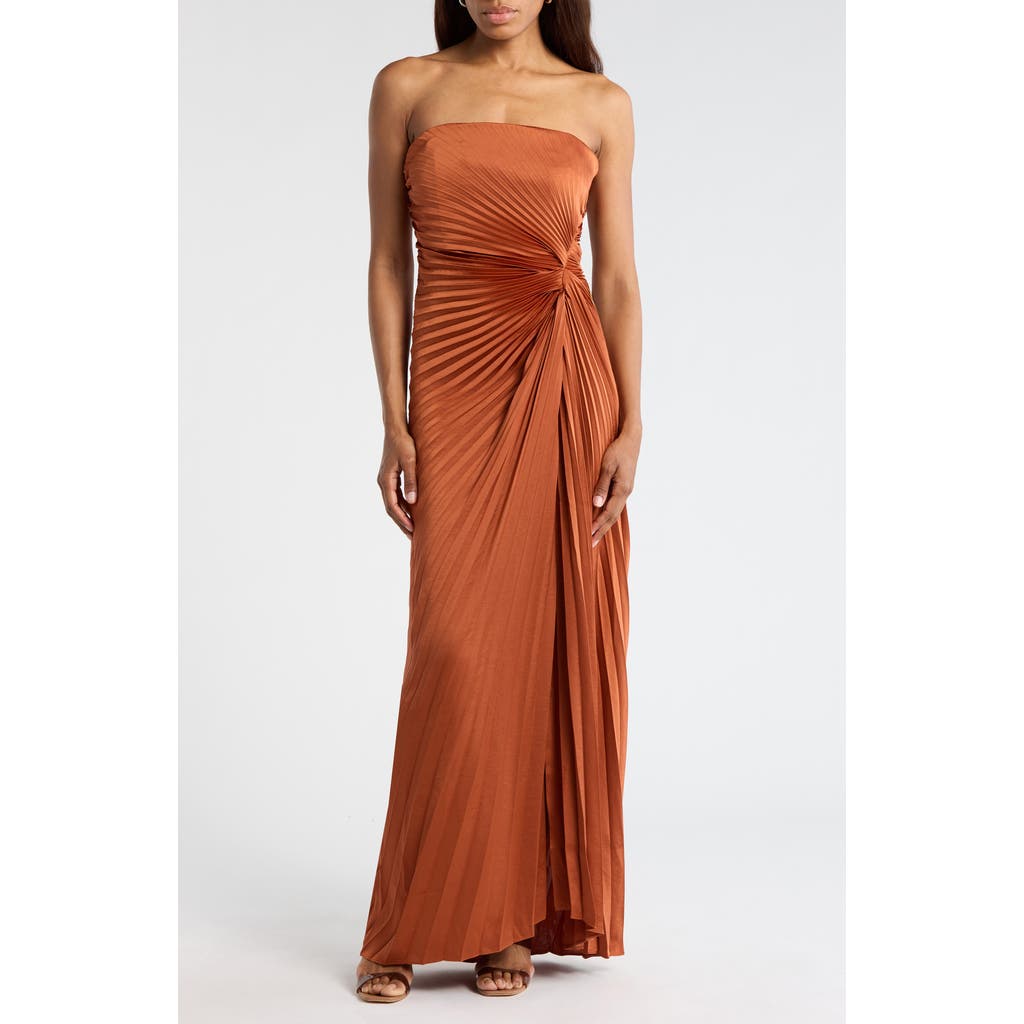 A.L.C. Layla Strapless Pleated Gown in Red Rock at Nordstrom Rack, Size 2