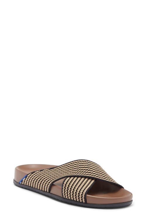 Rothys The Weekend Slide Sandals In Toffee Stripe