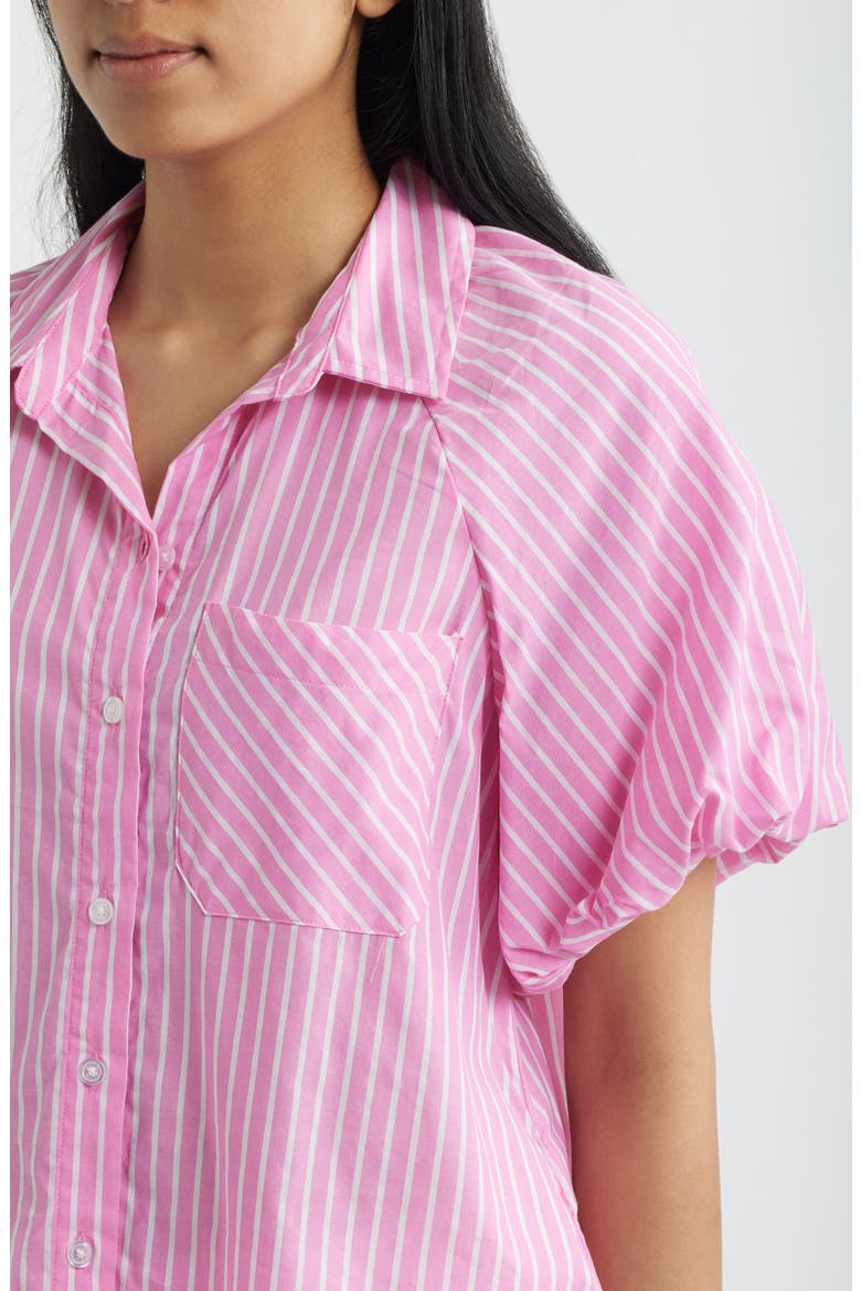 Biance Bubble Sleeve Button-Up Top, Alternate, color, PARADISE PINK