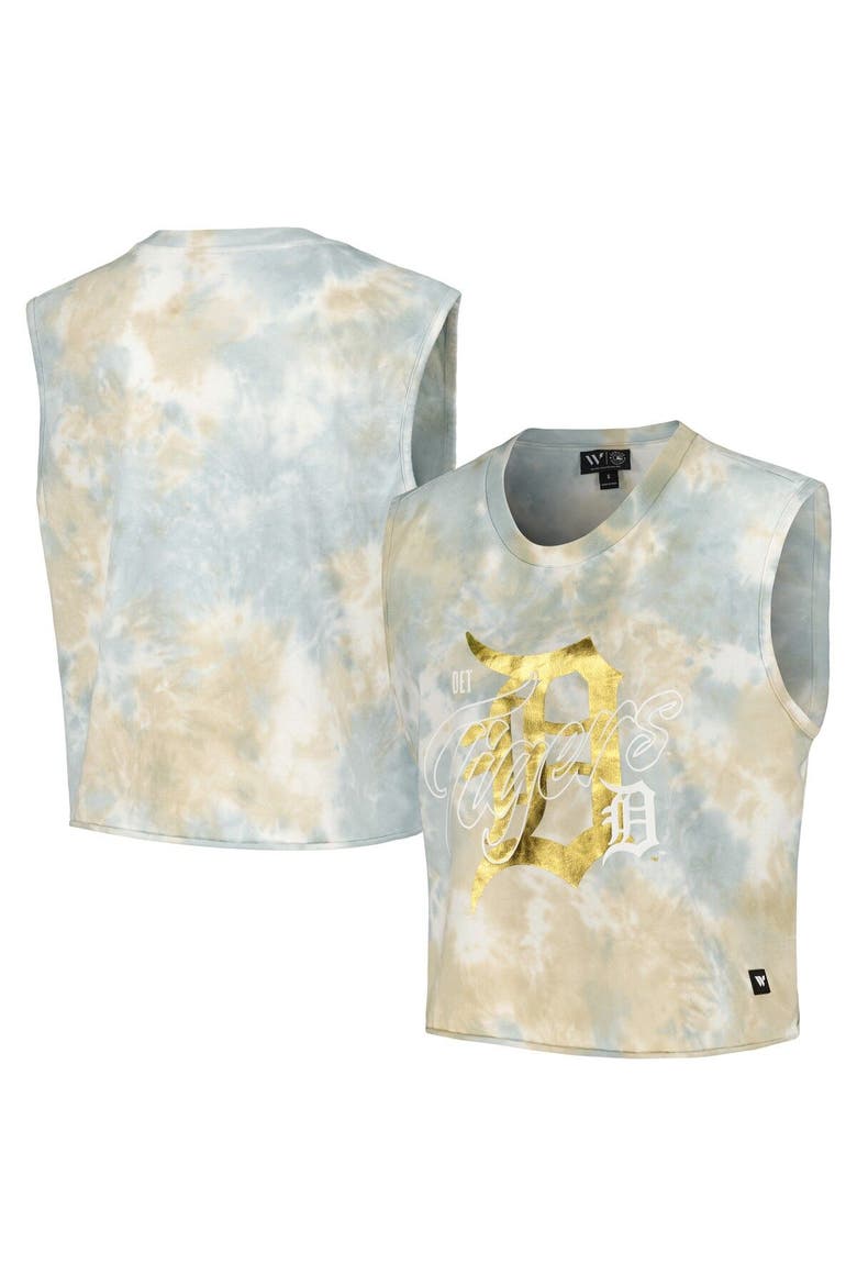 Women's The Wild Collective White Detroit Tigers Washed Muscle Tank Top, Main, color, White