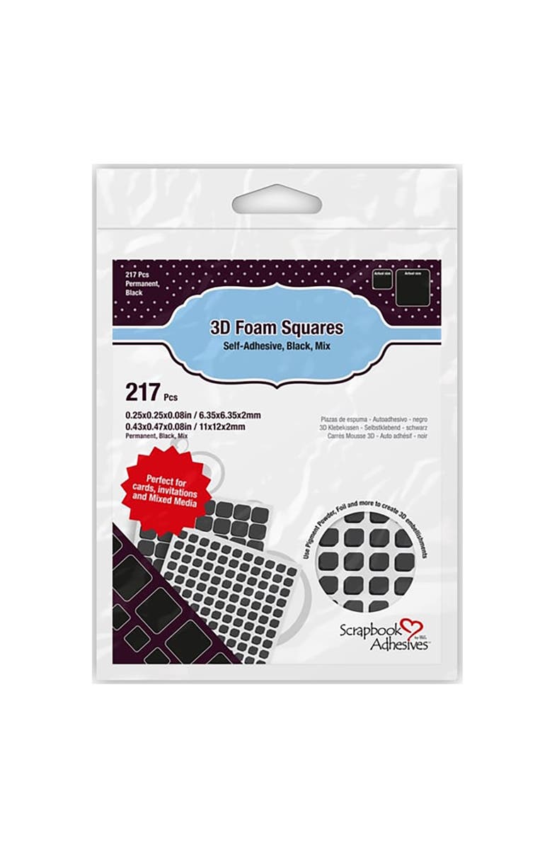 Scrapbook Adhesives by 3L 3D Permanent Doublesided Foam Squares 10 Pack, Main, color, Multicolored