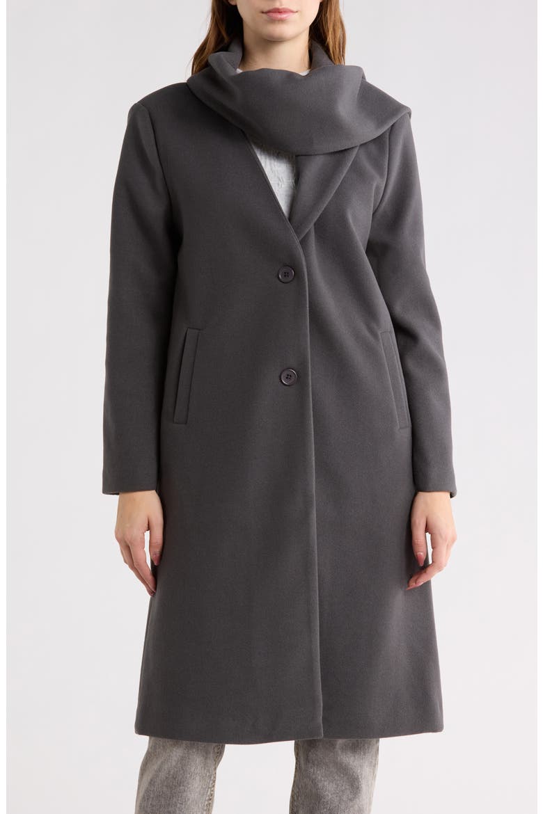 Longline Scarf Coat, Main, color, CHARCOAL GREY