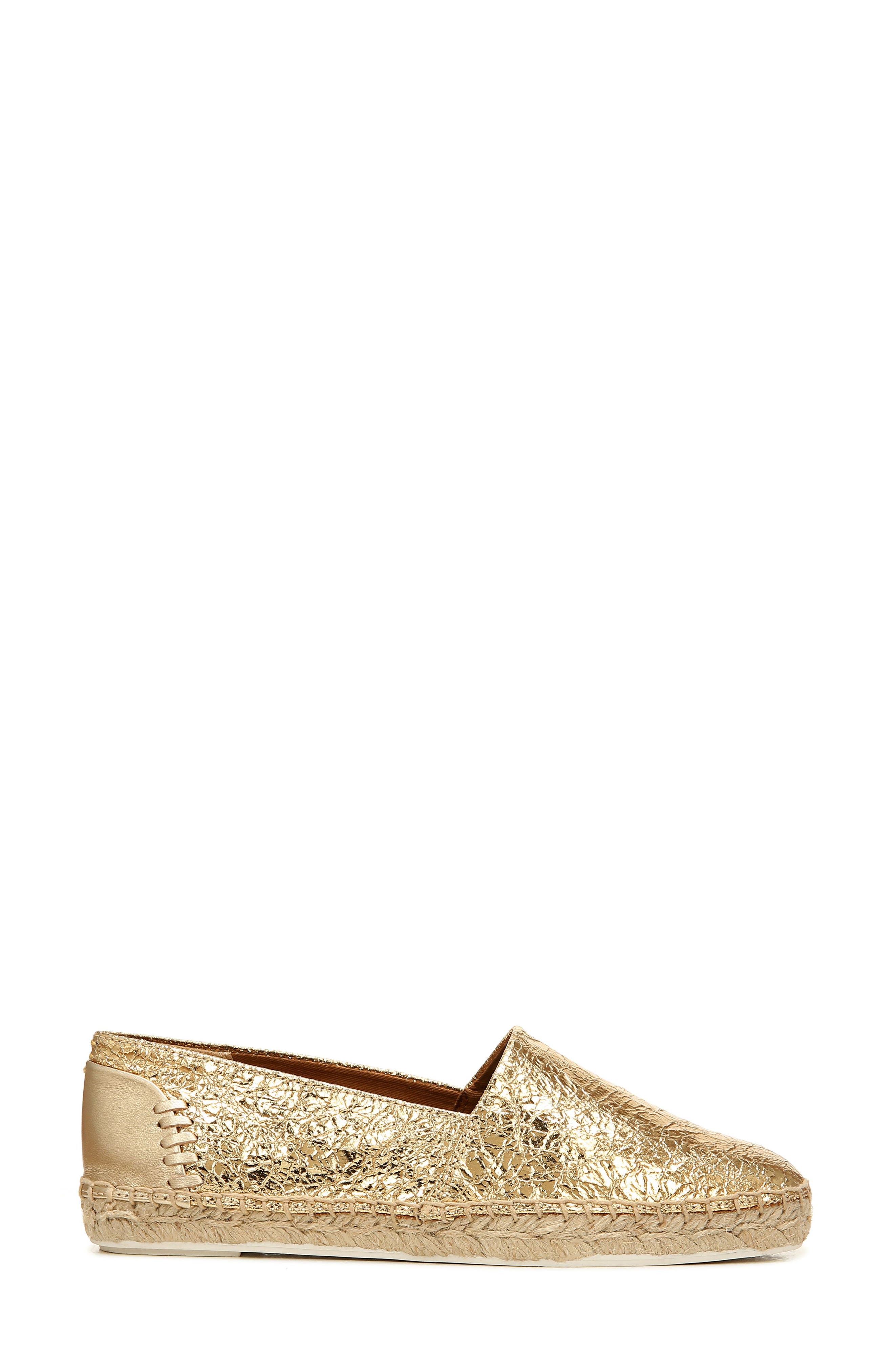 Kenna Espadrille Flat, Alternate, color, GOLD FAUX LEATHER