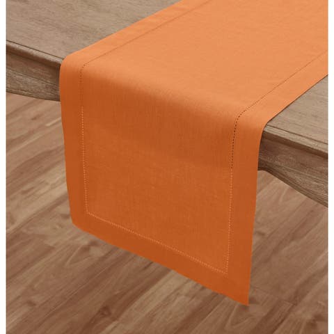 Linen Table Runner for Dining Table, Holiday and Everyday Table Decor - Classic Hemstitch