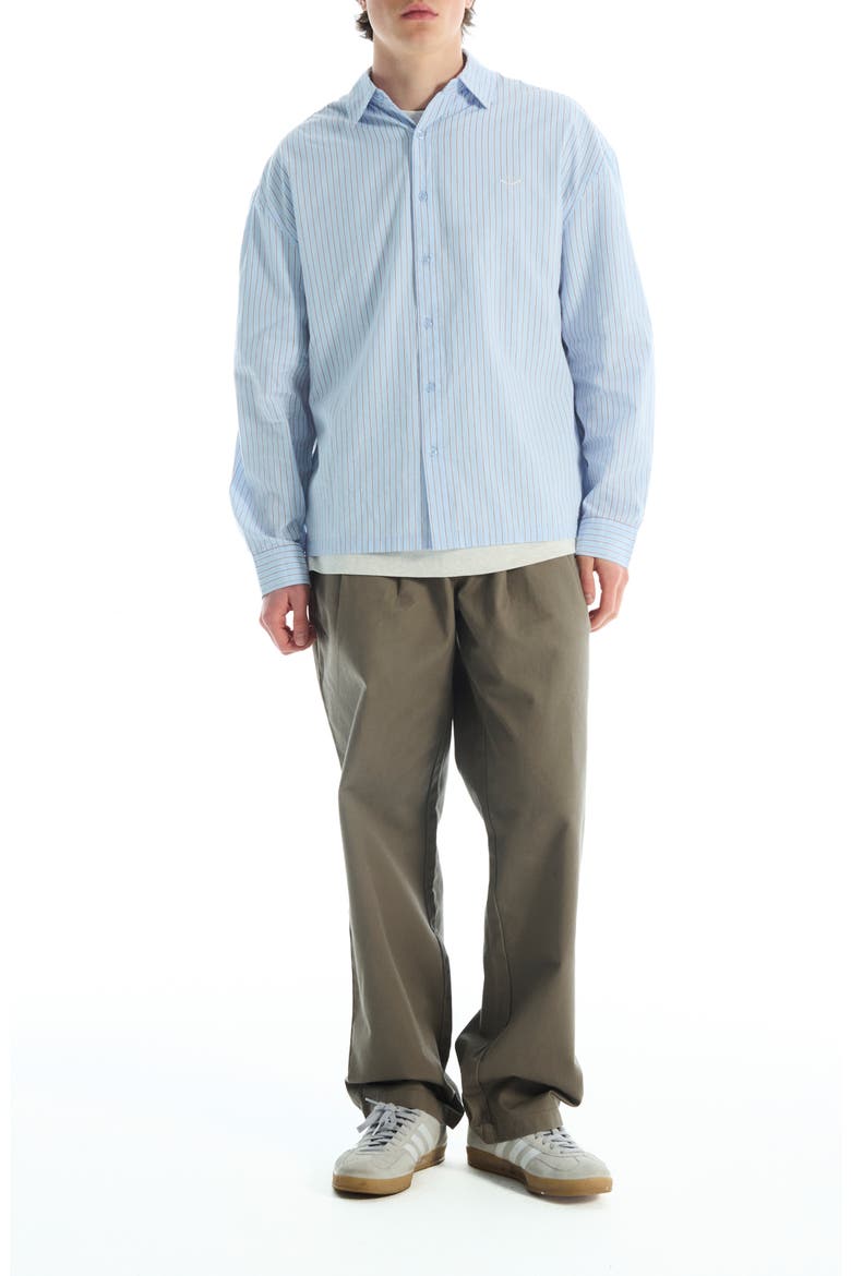 Off Court Boxy Fit Stripe Cotton Button-Up Shirt, Alternate, color, LIGHT BLUE
