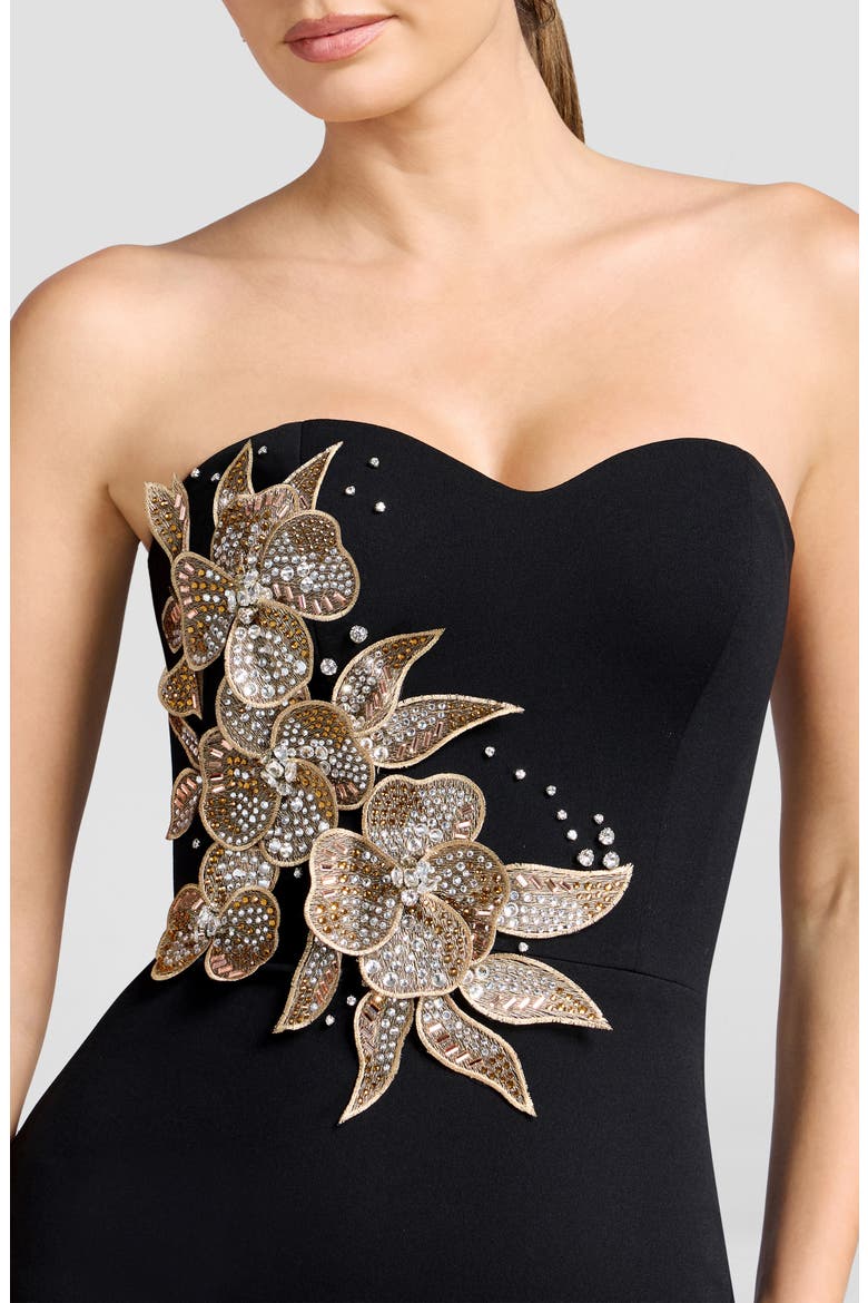 Shailene Appliqué Sweetheart Midi Dress, Alternate, color, BLACK MULTI