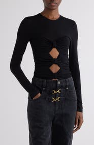 Isabel Marant Gladice Bow Cutout Long Sleeve Knit Top