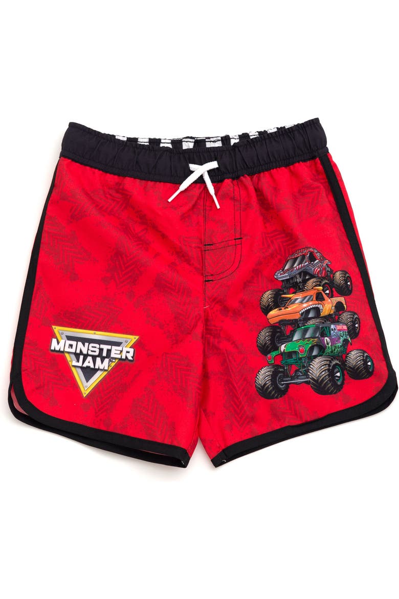 2-Piece Swimwear Rash Guard and Swim Trunks Set, Alternate, color, Sunburst Red