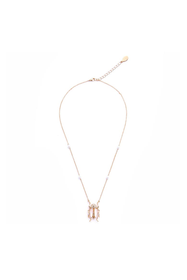 Bejewelled Beetle Pendant - White, Alternate, color, Beetle