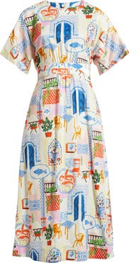 FRNCH Perle Print Cutout Midi Dress