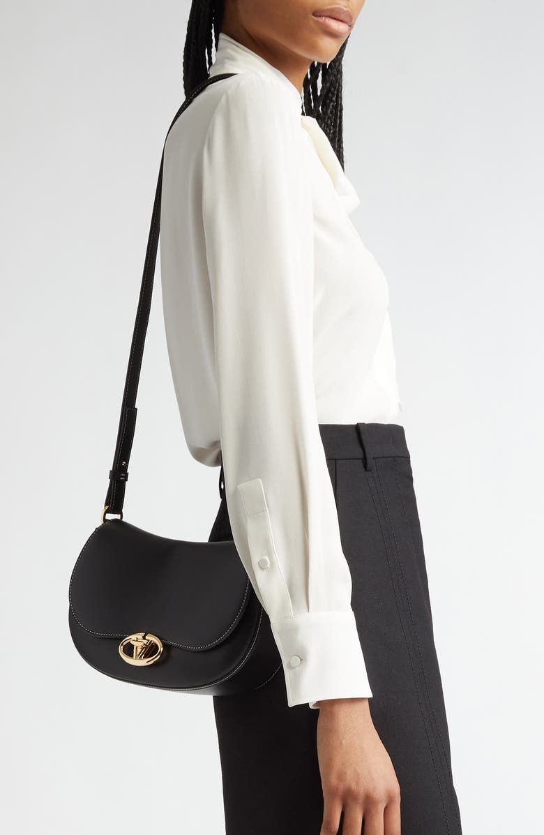 Valentino Garavani Small VLOGO Leather Saddle Shoulder Bag, Alternate, color,