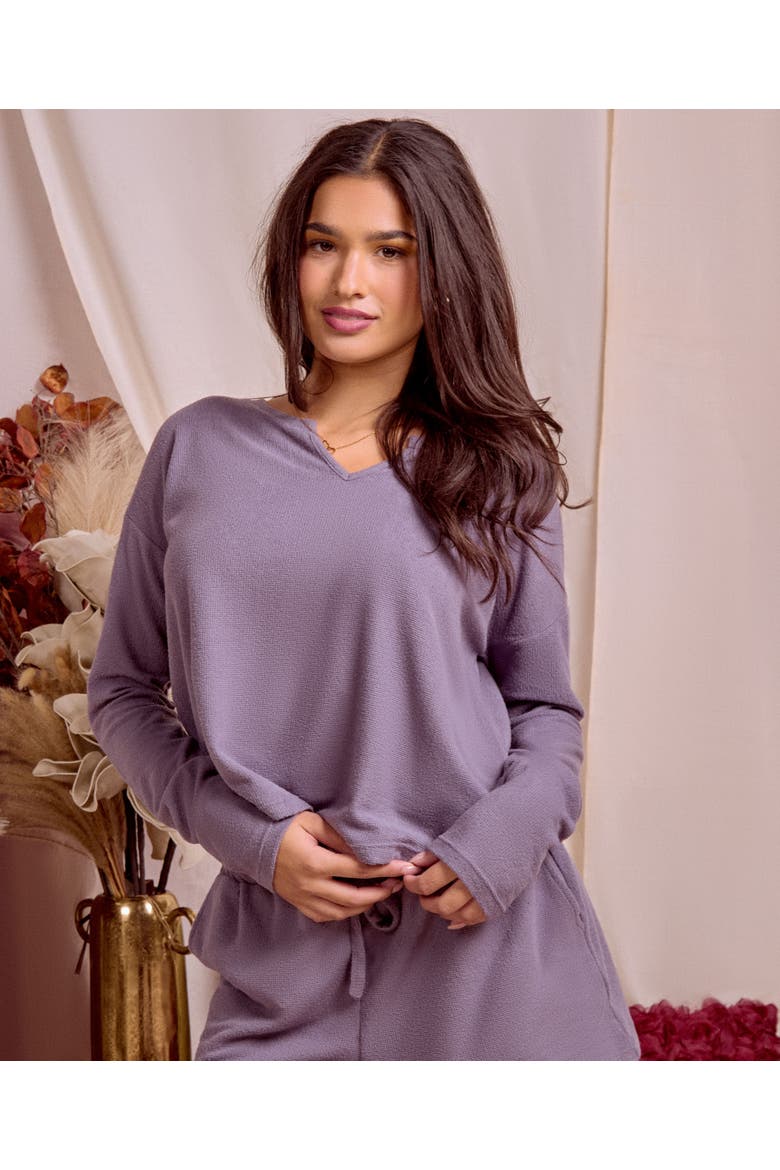 Soft Waffle Knit Pajama Set with Drawstring Shorts, Alternate, color, Orchid