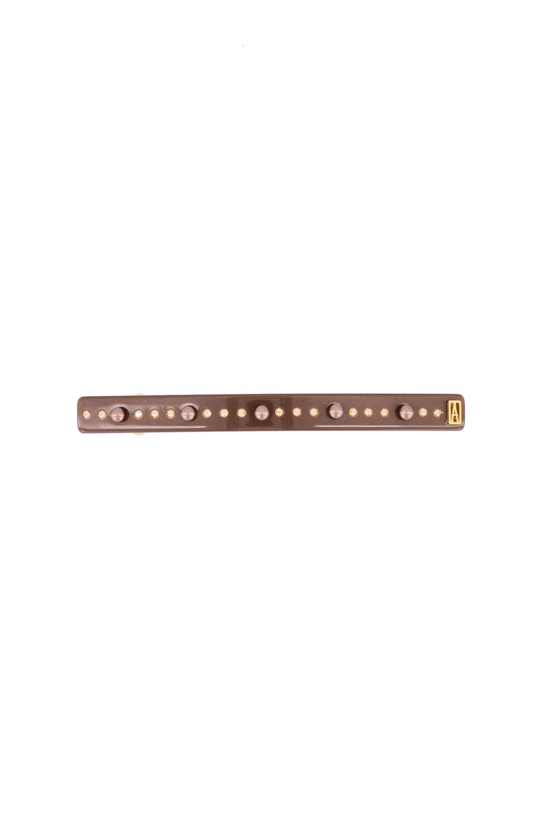 Alexandre de Paris Brown Pearls And Crystals Acetate Barrette, Main, color, Brown