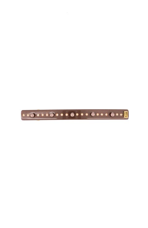 Brown Pearls And Crystals Acetate Barrette