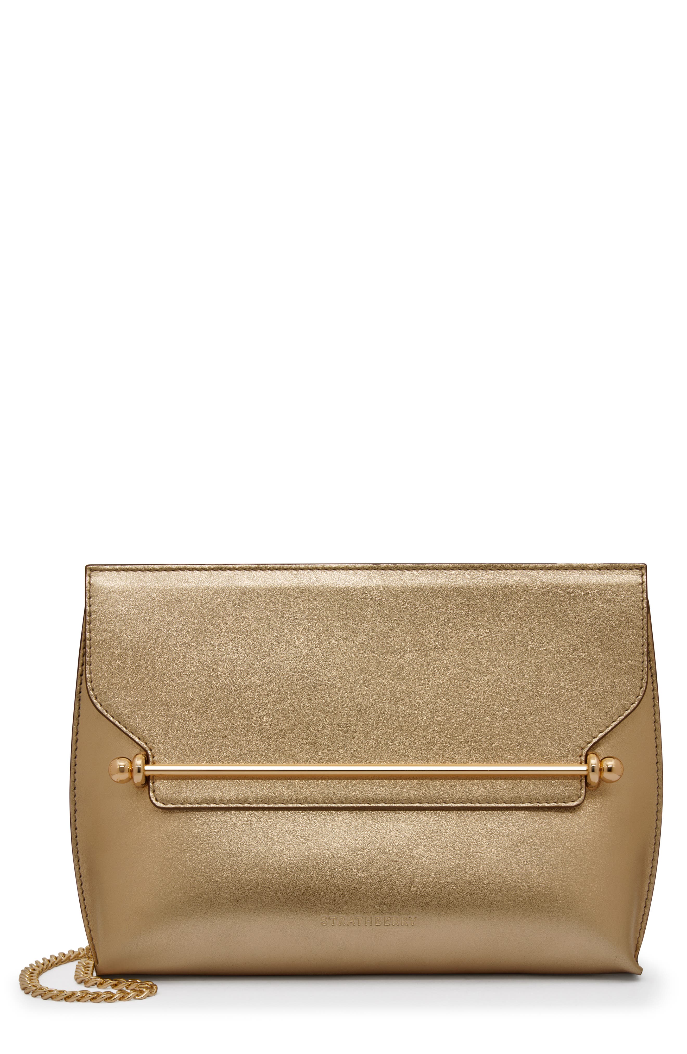 Strathberry Stylist Metallic Leather Crossbody Bag, Main, color, Gold