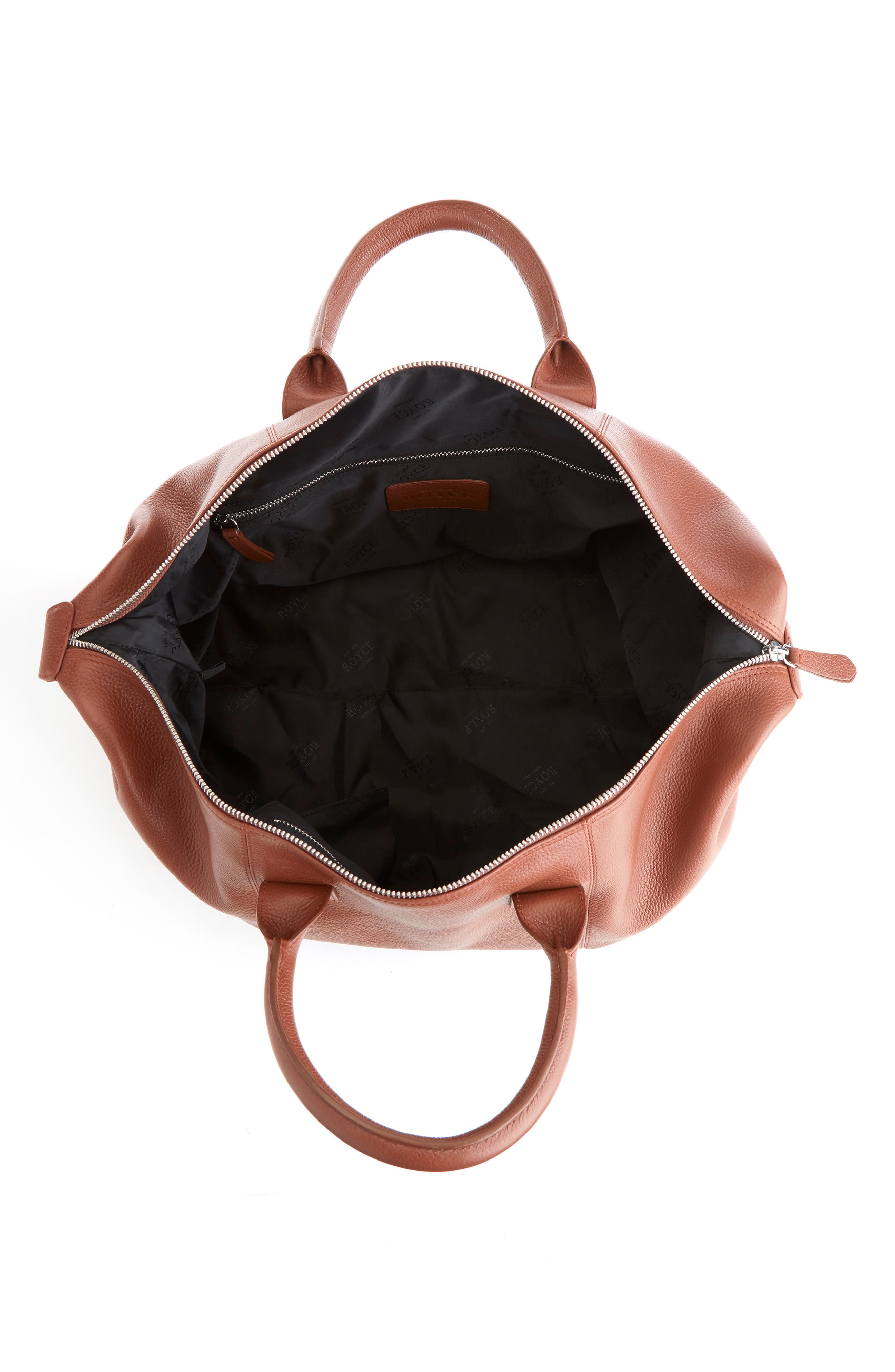 ROYCE New York Leather Duffle Bag, Alternate, color, Tan