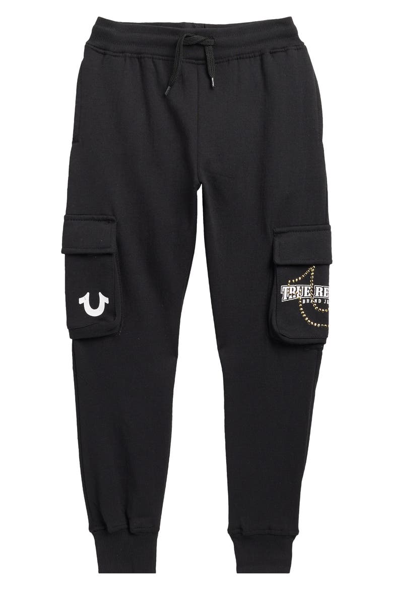 Kids' Cargo Fleece Joggers, Main, color, BLACK