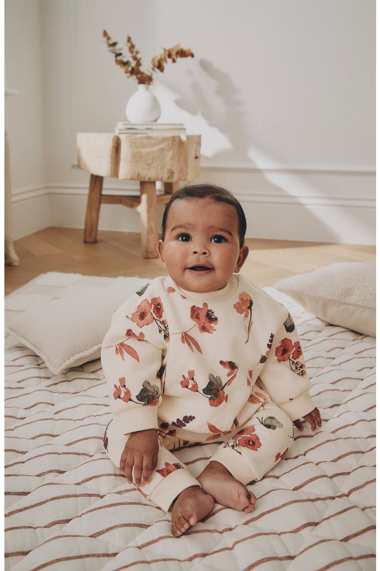 Kids' Watercolor Floral 2-Piece Sweat Set, Alternate, color, NEUTRAL