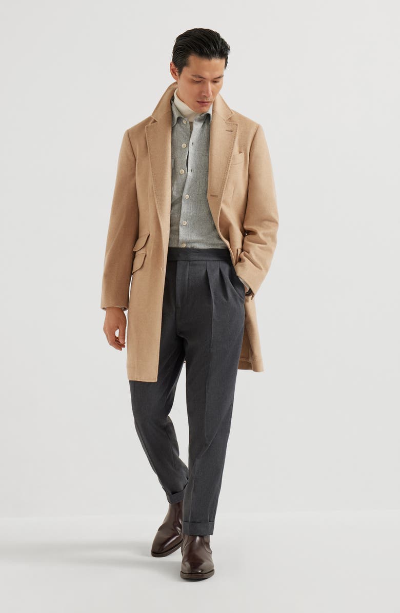 Brunello Cucinelli Virgin wool flannel overshirt, Alternate, color, Pearl Grey