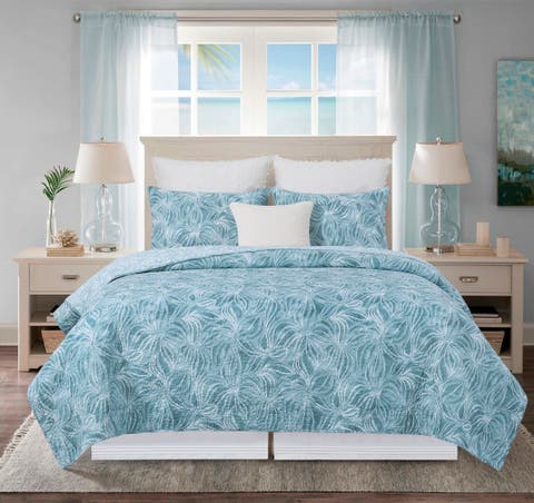 Azzurra Marine Coastal Cotton Blend King Bed 3-Piece Quilt Set