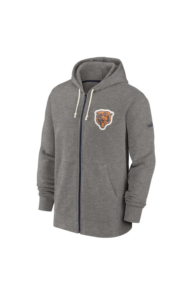 Nike Men's Nike Heather Charcoal Chicago Bears Historic Lifestyle Full-Zip Hoodie, Alternate, color, Heather Charcoal