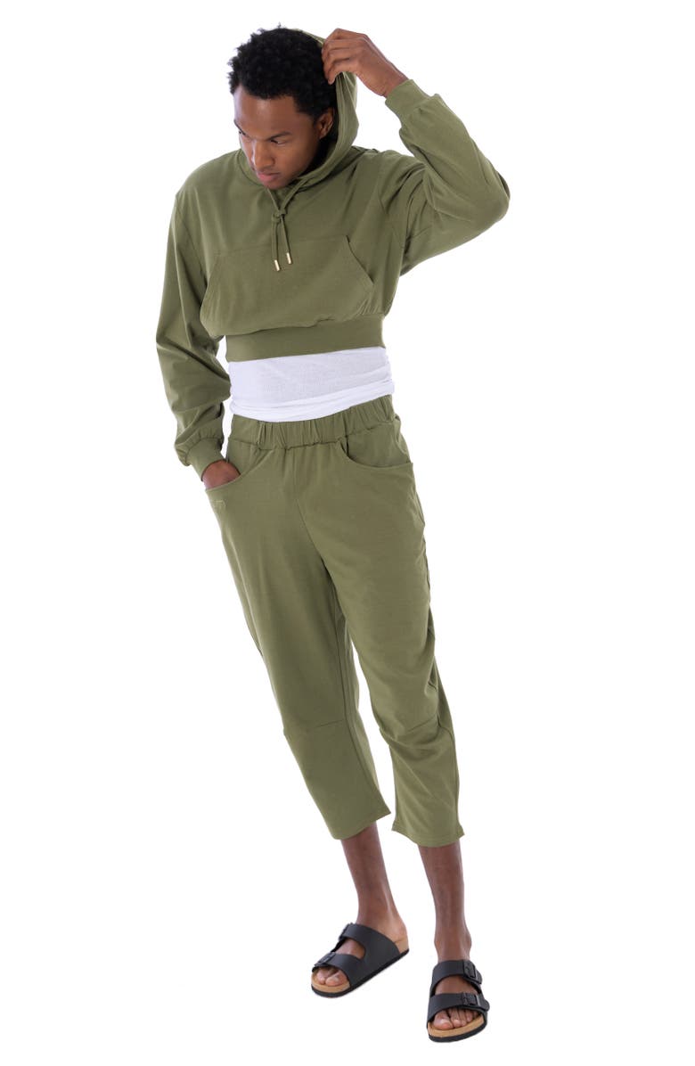 Dai Moda Eco Crop Workout Hoodie, Alternate, color, Army