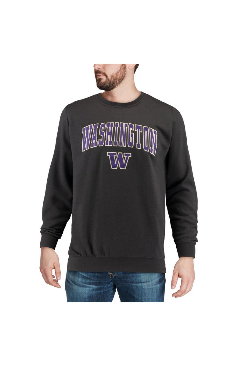 COLOSSEUM Men's Colosseum Charcoal Washington Huskies Arch & Logo Crew Neck Sweatshirt, Alternate, color, Charcoal