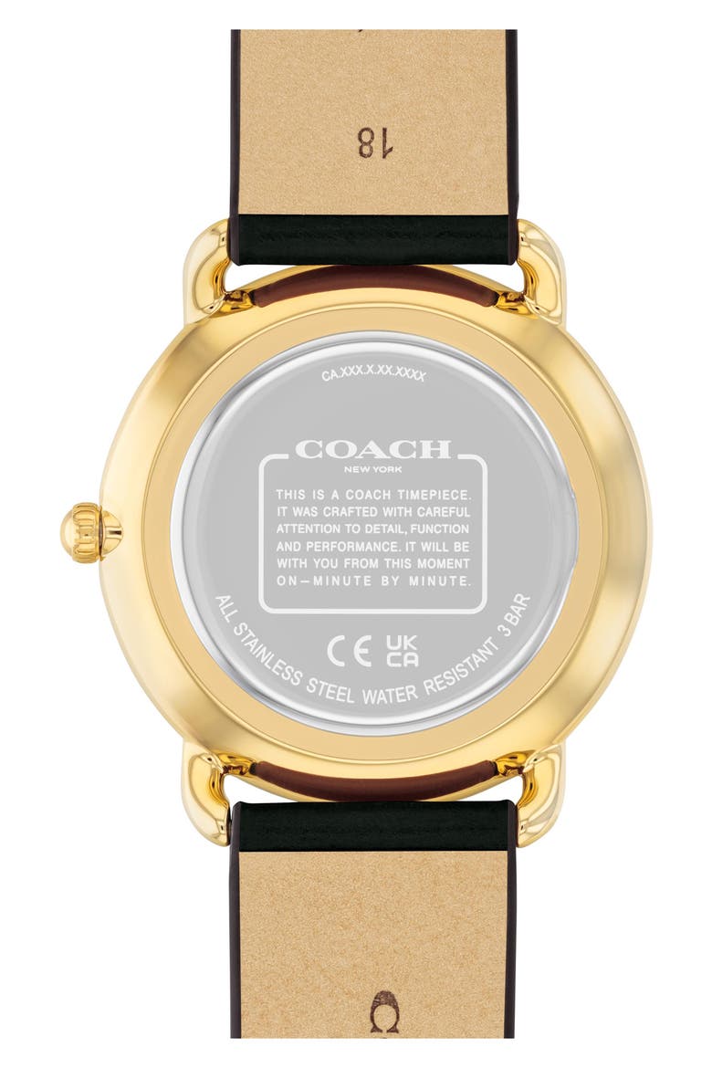 Elliot Leather Strap Watch, 36mm, Alternate, color, BLACK