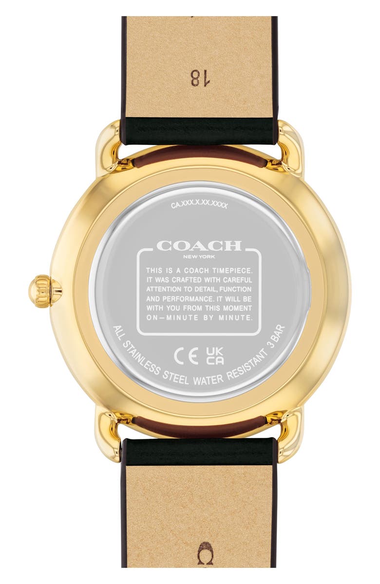 COACH Elliot Leather Strap Watch, 36mm, Alternate, color, Black