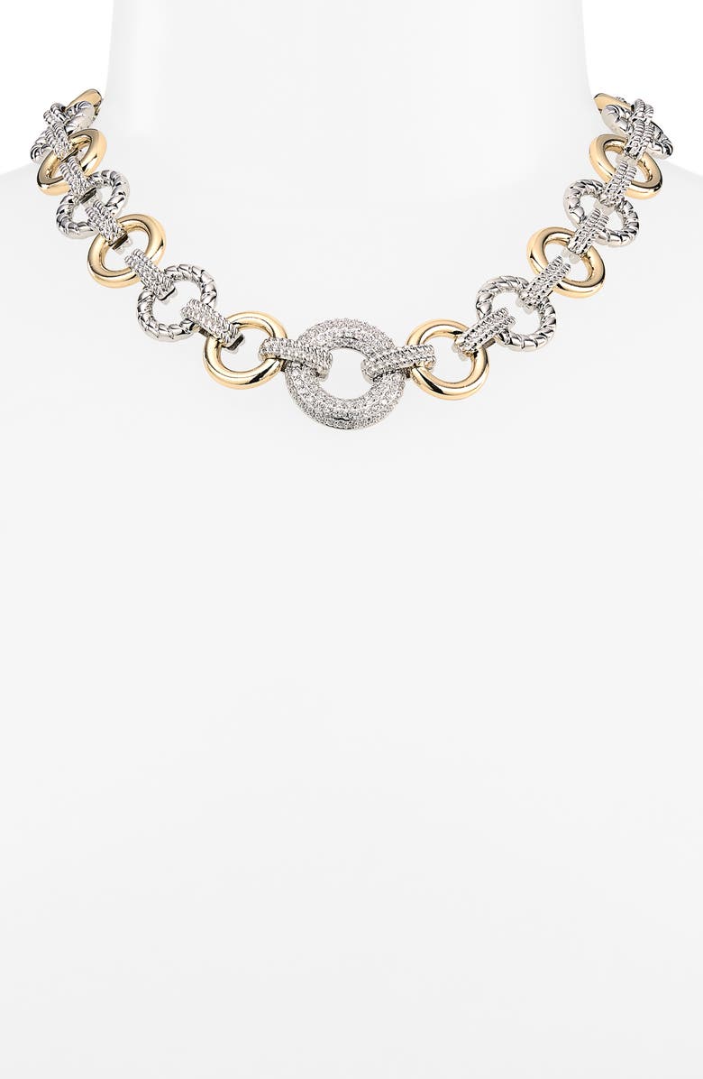 NATASHA Two-Tone Cubic Zirconia Necklace, Earrings & Bracelet Set, Alternate, color, Gold/ Silver