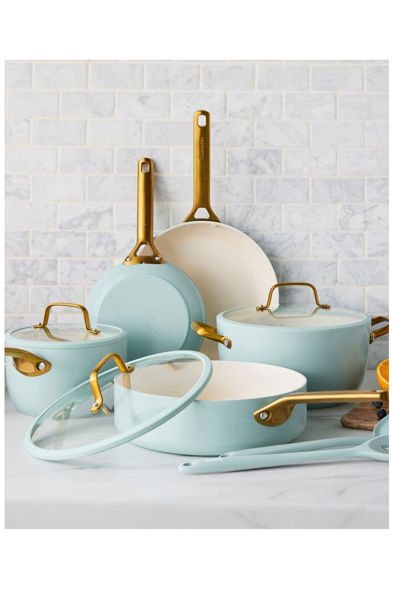 Reserve Pro 10-Piece Ceramic Nonstick Cookware Set, Alternate, color, ANCONA BLUE