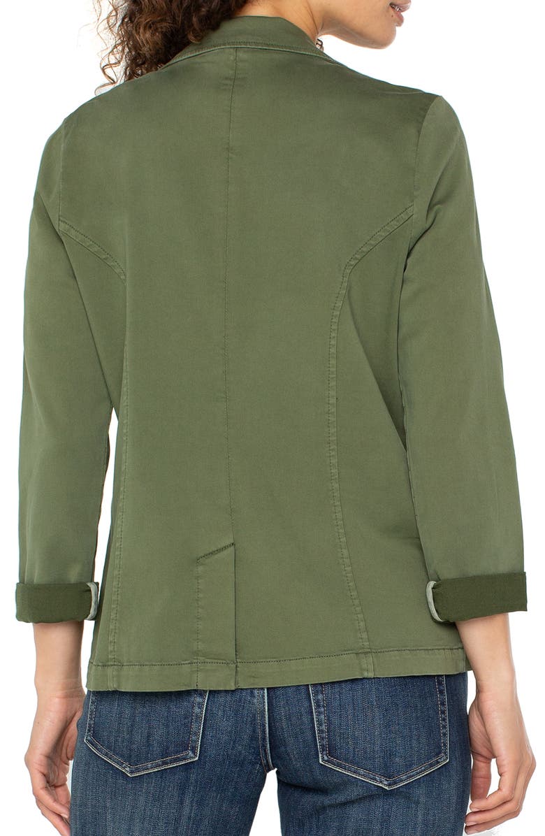 Liverpool Los Angeles Fitted Open Front Twill Blazer, Alternate, color, Forest Shade