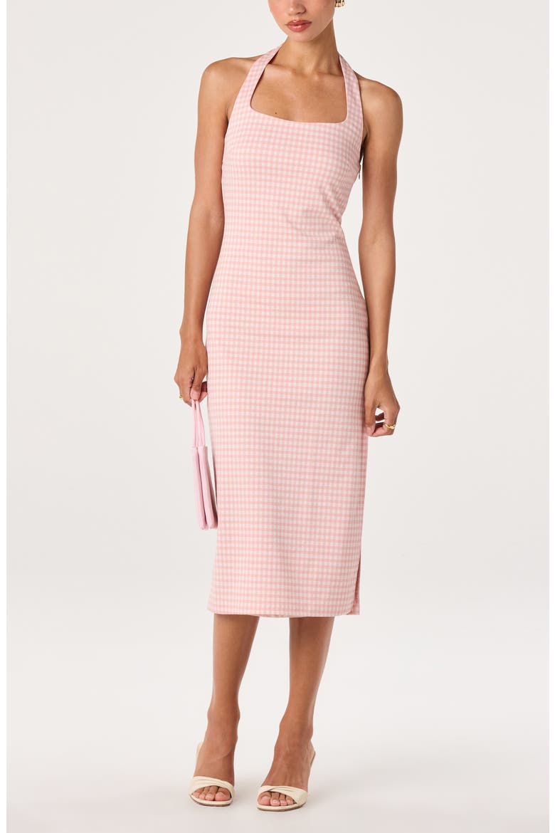 Alice Gingham Halter Neck Midi Dress, Alternate, color, PINK GINGHAM