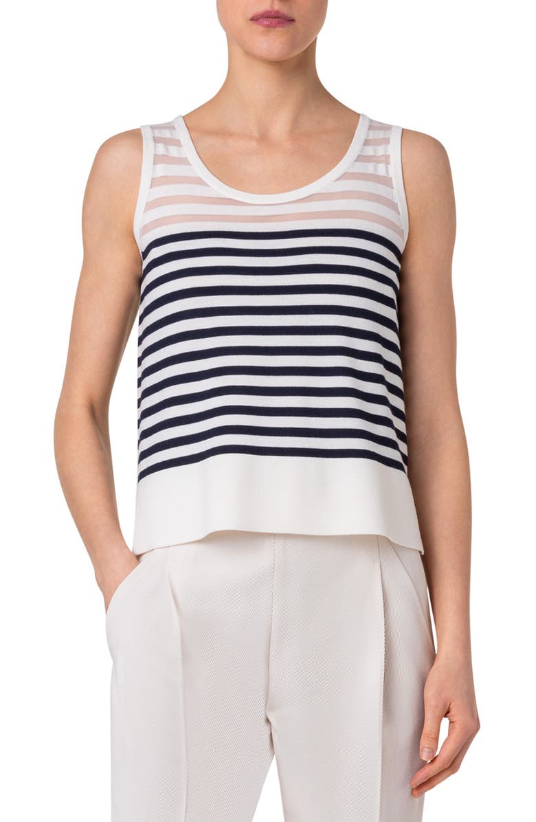 Akris punto Kodak Stripe Sweater Tank, Main, color, Ink-Cream