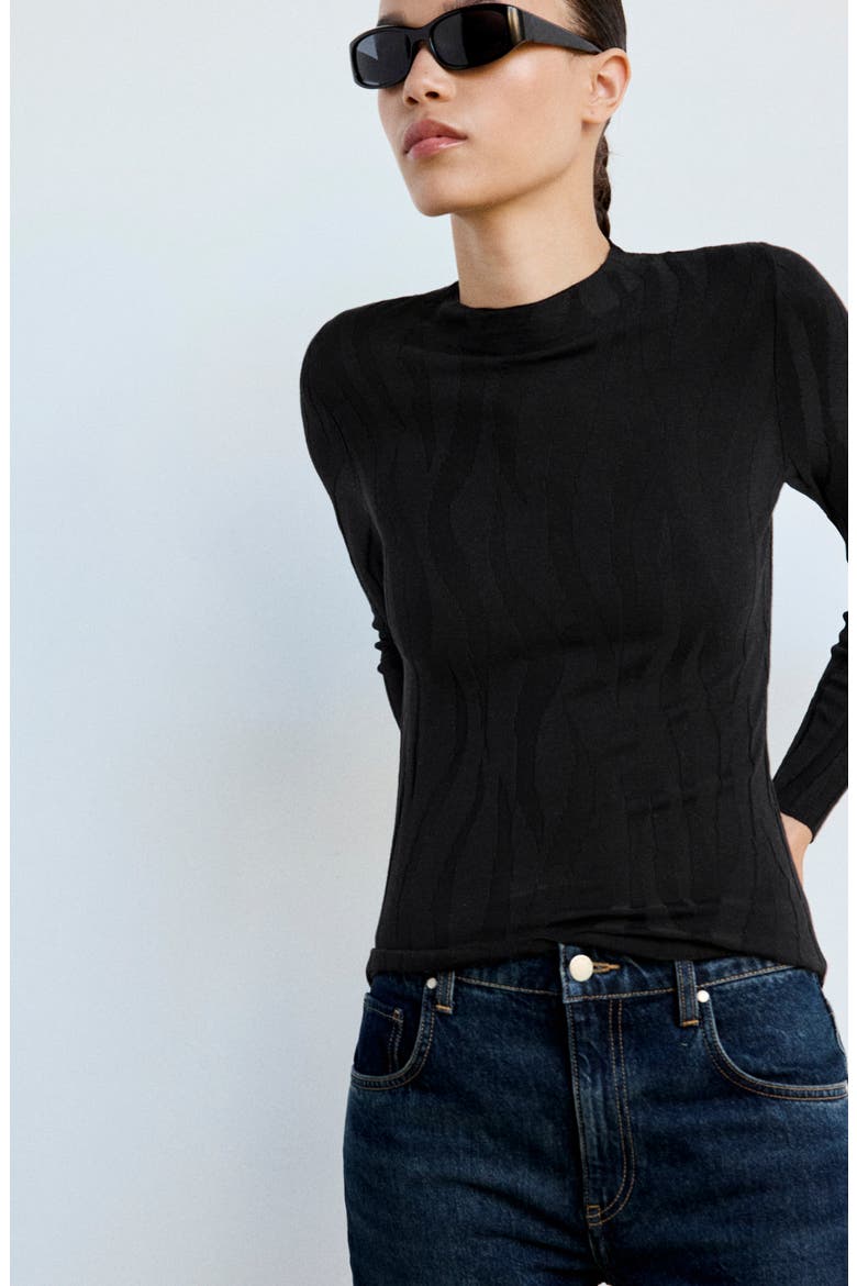 Fitted Mock Neck Sweater, Alternate, color, BLACK