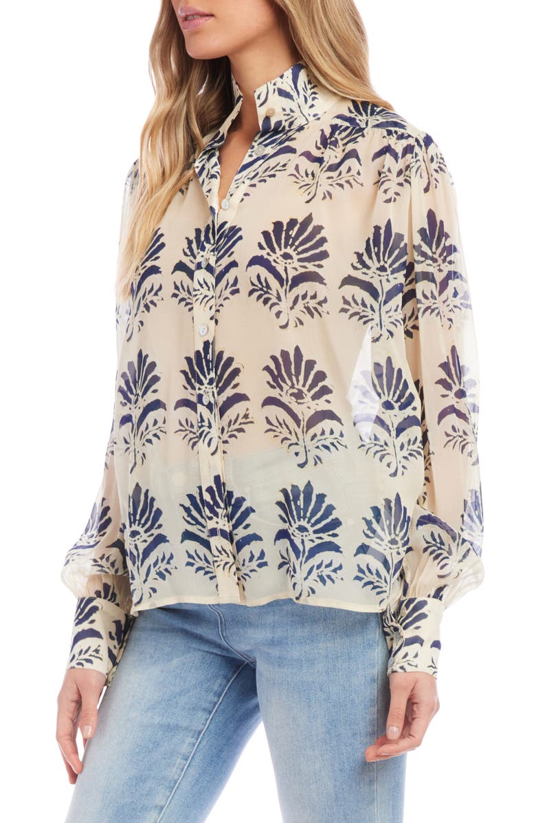 FIFTEEN TWENTY Shirred Button-Up Blouse, Alternate, color,