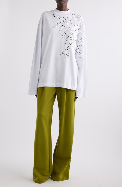 Dries Van Noten Hegelson Eyelet Oversize Cotton T-shirt In White